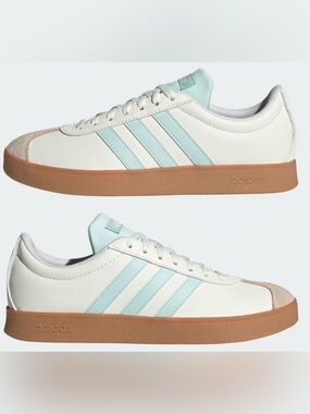 Adidas VL Court Base “White-Mint-Gum” 7.5 Womens/6.5 Y New w/Tags & Damaged Box